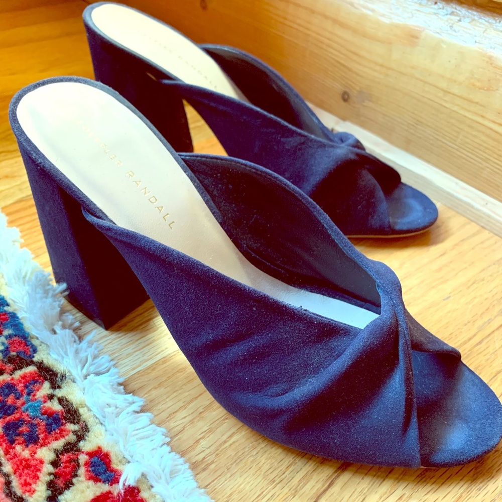 Loeffler Randall Laurel Open Toe Navy Suede Mule